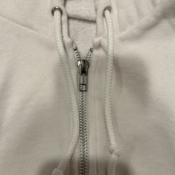 American Apparel White Cropped Zip Up Hoodie - Picture 2 of 4